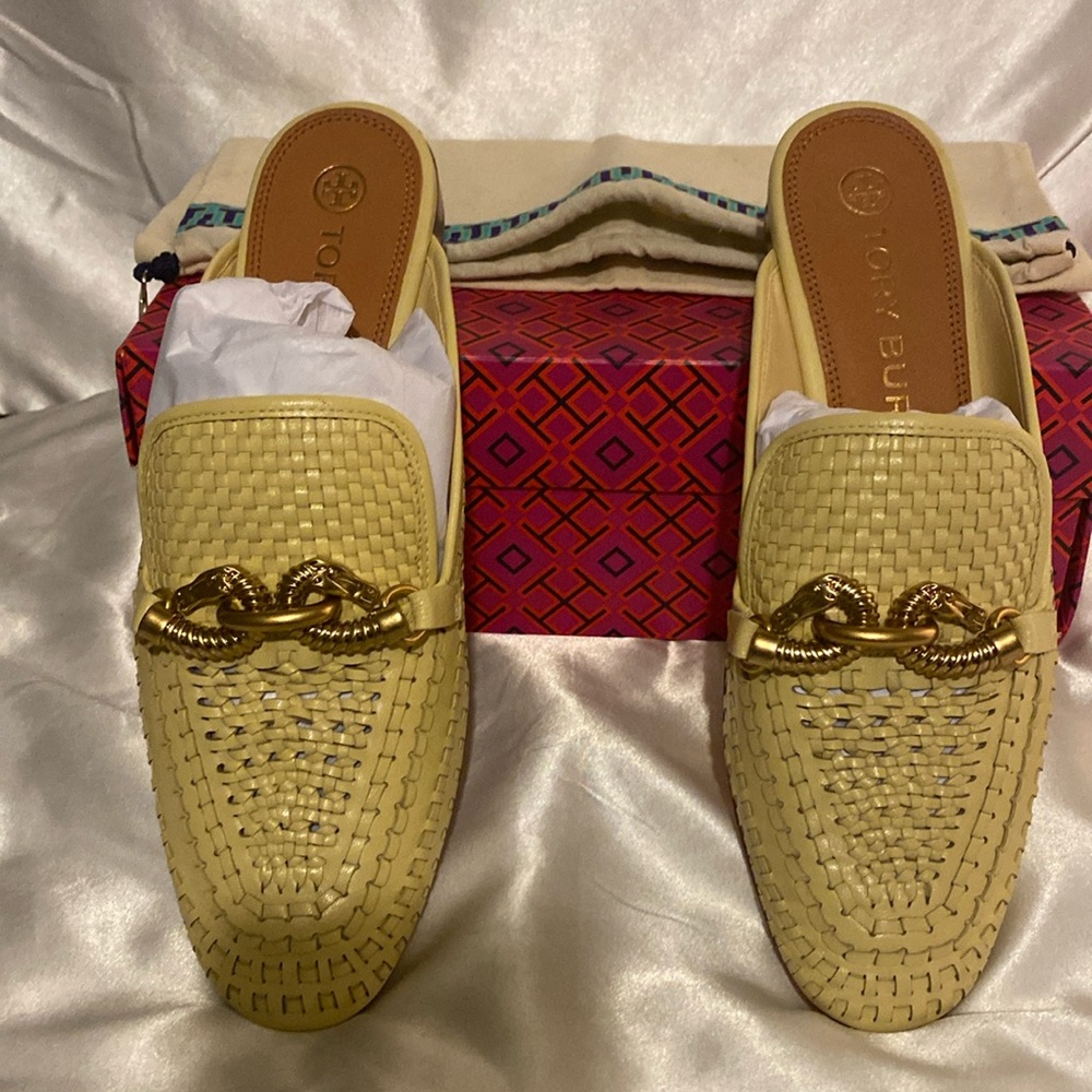 Tory Burch Jessa woven backless leather loafer
